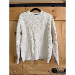 Aelfric Eden Retro 90’s Cable Knit Fisherman’s Sweater Sz M Cream Cozy Cottage